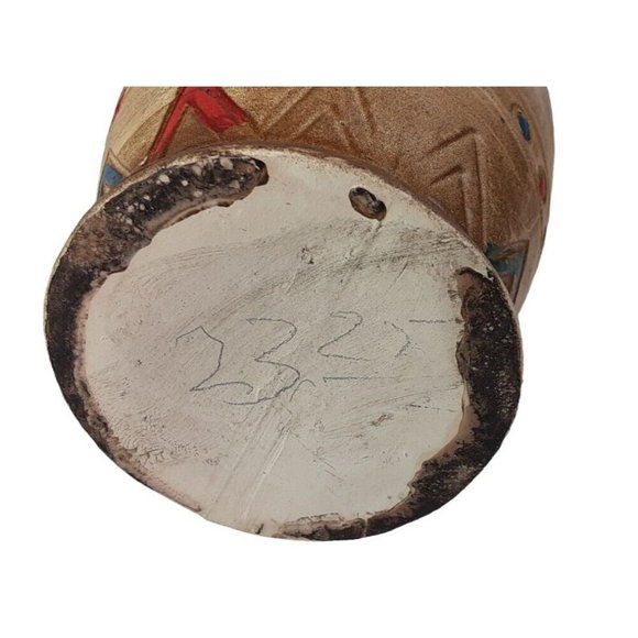Aztec Tribal Inca Ceramic Pottery Vase Double Handled Rustic Vintage 8" - Picture 12 of 13